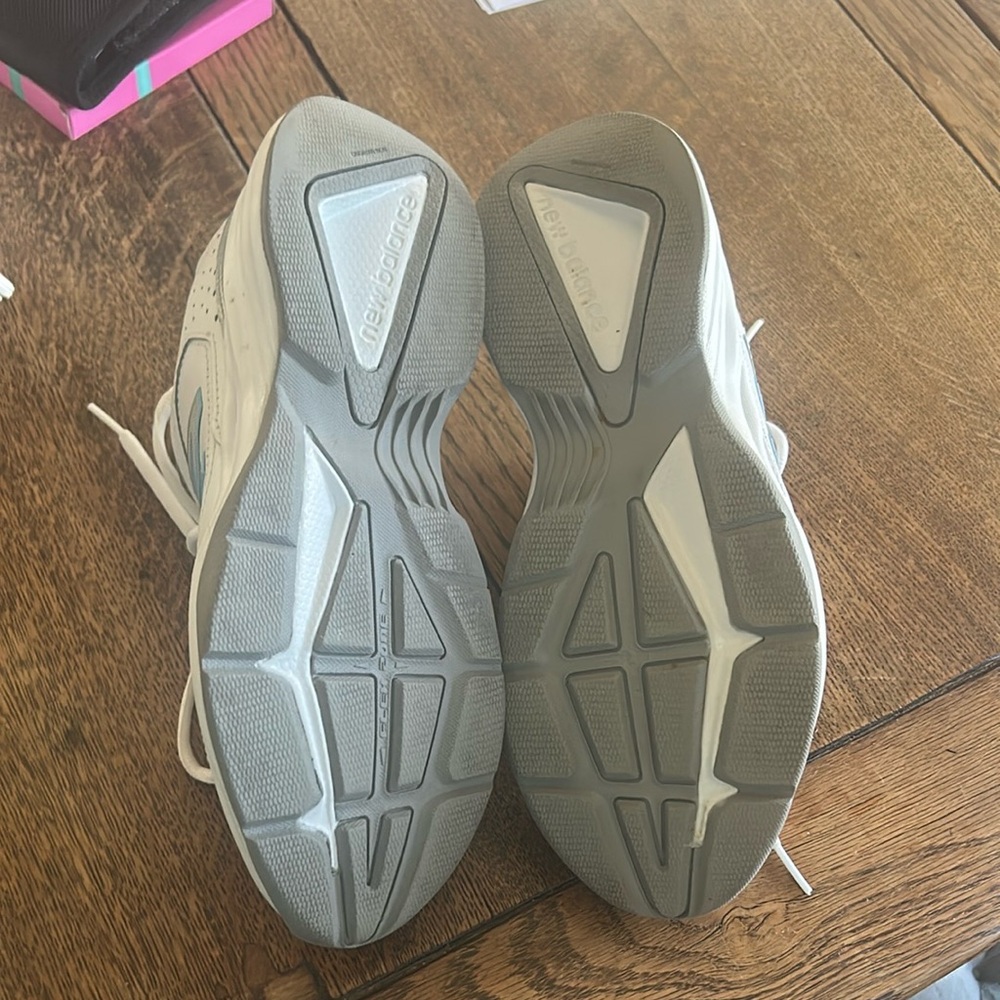 Woman’s White and Blue Sneakers - Picture 2 of 3